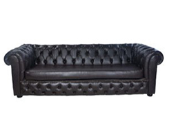 CHURCHILL Chesterfield Triple Seater - Black Bonded Leather