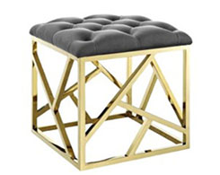 GOLDRING Single Ottoman - Gold - Grey Velvet